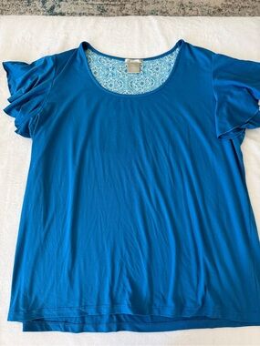 Ink & Ivy Women’s Blue Flutter Sleeve Top Size XXL E24